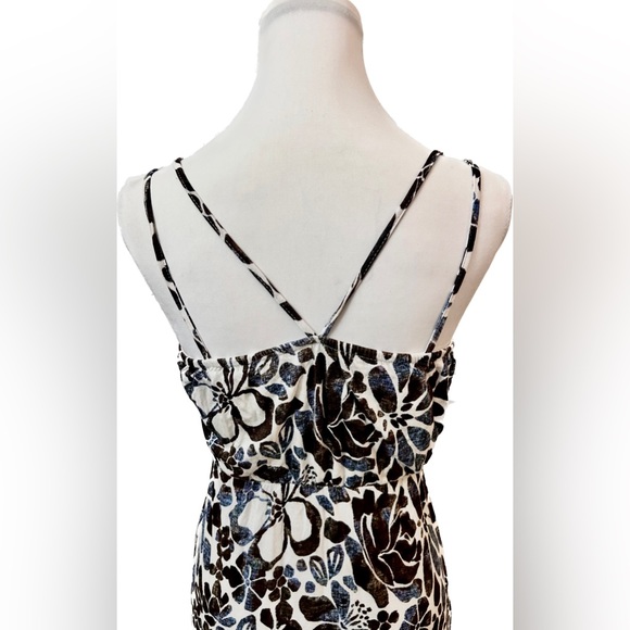 NWOT 💋 LOFT 💋 Brown & Navy Blue Floral Print Strappy Maxi Dress - XSP - Picture 7 of 9